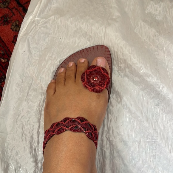 Hand made in real leather embroidered flats. 4 pairs bundle. - Picture 3 of 10